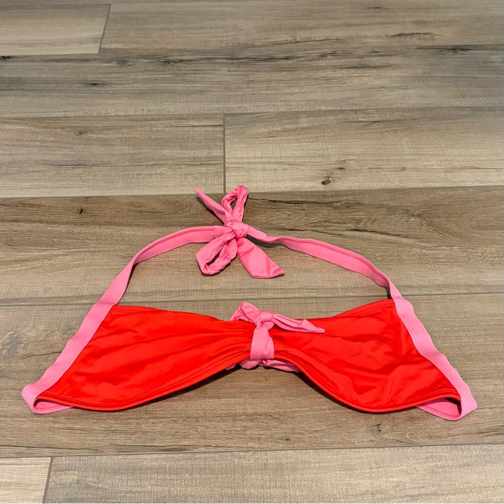 Tommy Hilfiger bow bikini top pink red size large
